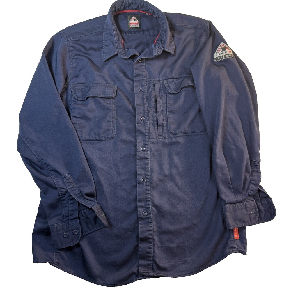 Bulwark FR IQ Series Shirt Mens L Blue Flame Resistant Work Twill Workwear